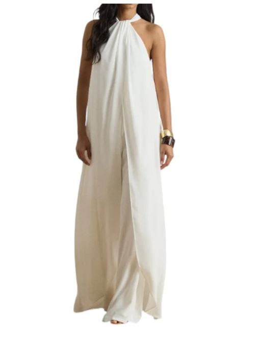 Georgette jumpsuit with cape LAUREN RALPH LAUREN | WOMEN-WIDE LEG-JUMPSUIT.WHITE